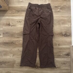 Wilo The Label Brown  Nylon Cargo Pants Womens Size Small Drawstring Lightweight